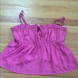 American Eagle Outfitters Pink Smocked Tie Front Camisole